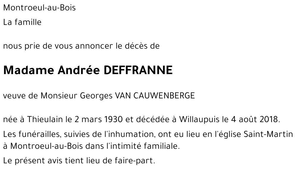 Andrée DEFFRANNE