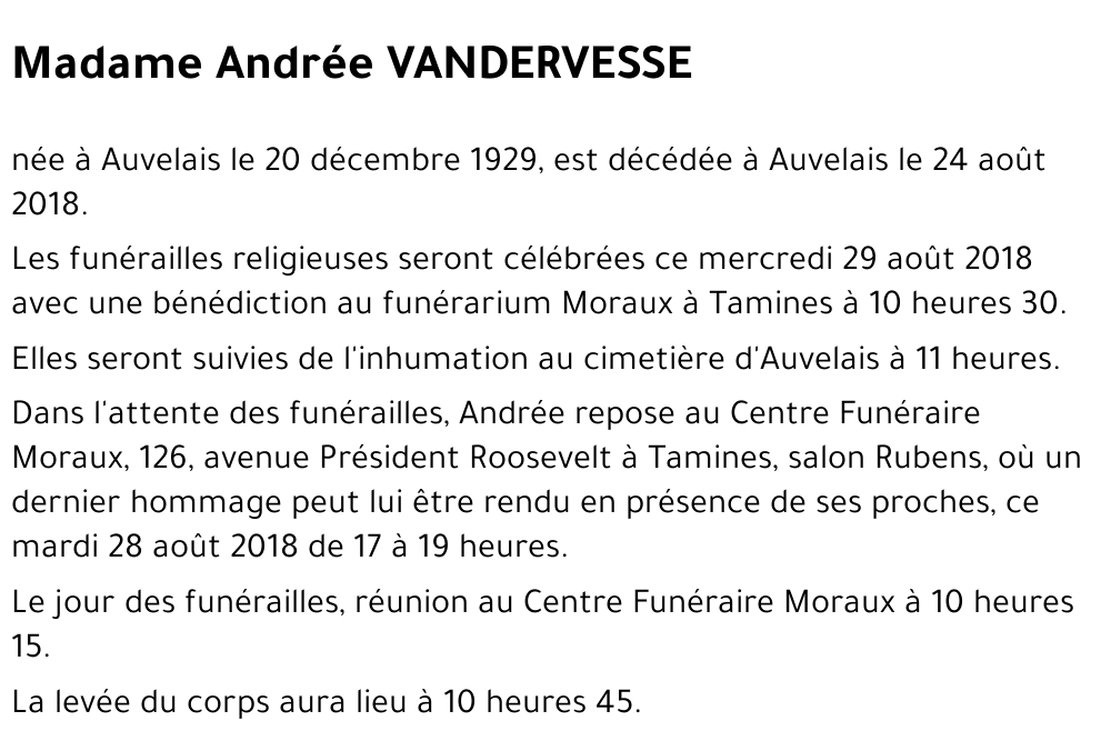 Andrée VANDERVESSE