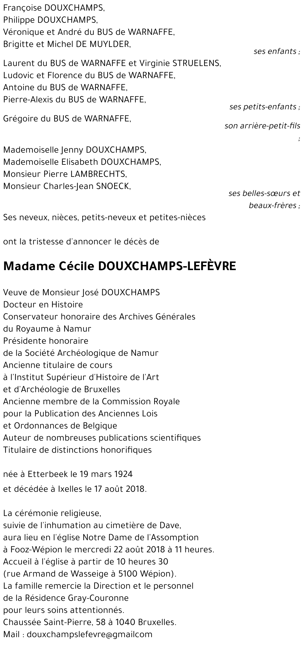 Cécile DOUXCHAMPS-LEFEVRE