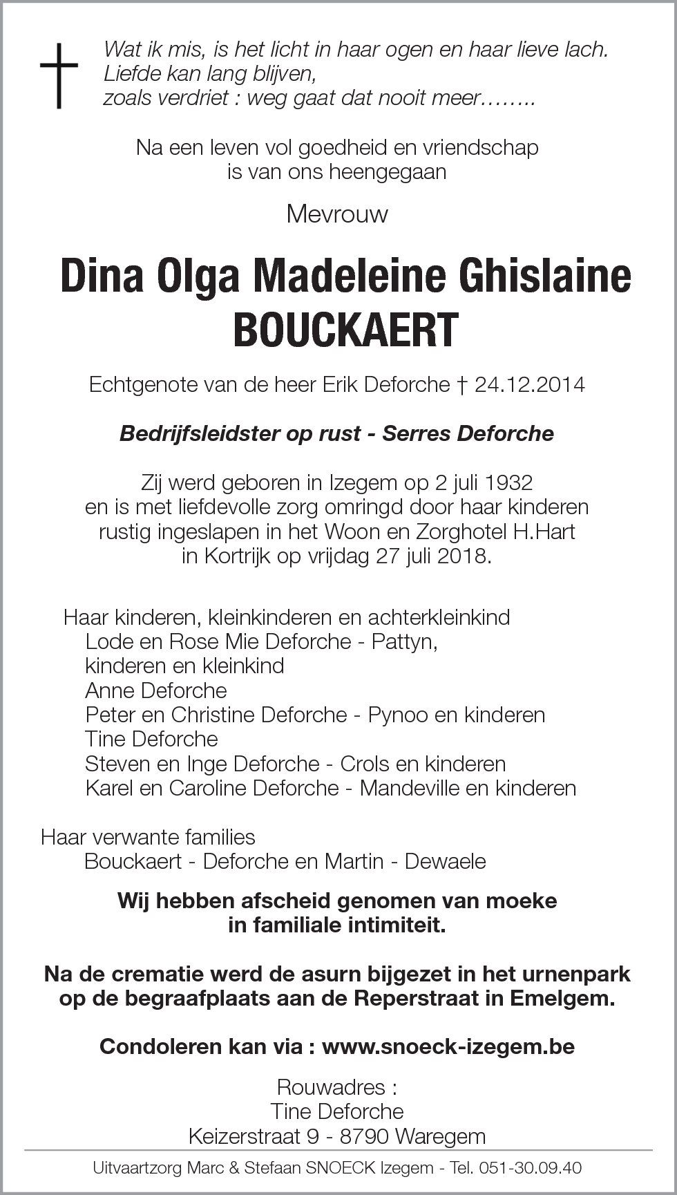 Dina Olga Madeleine Ghislaine Bouckaert