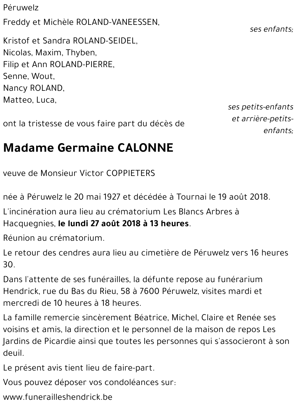 Germaine CALONNE