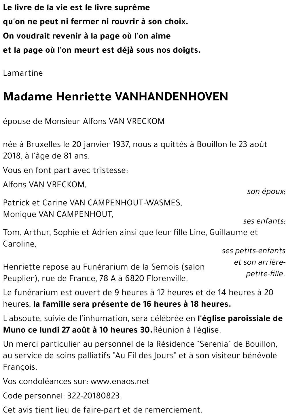 Henriette VANHANDENHOVEN