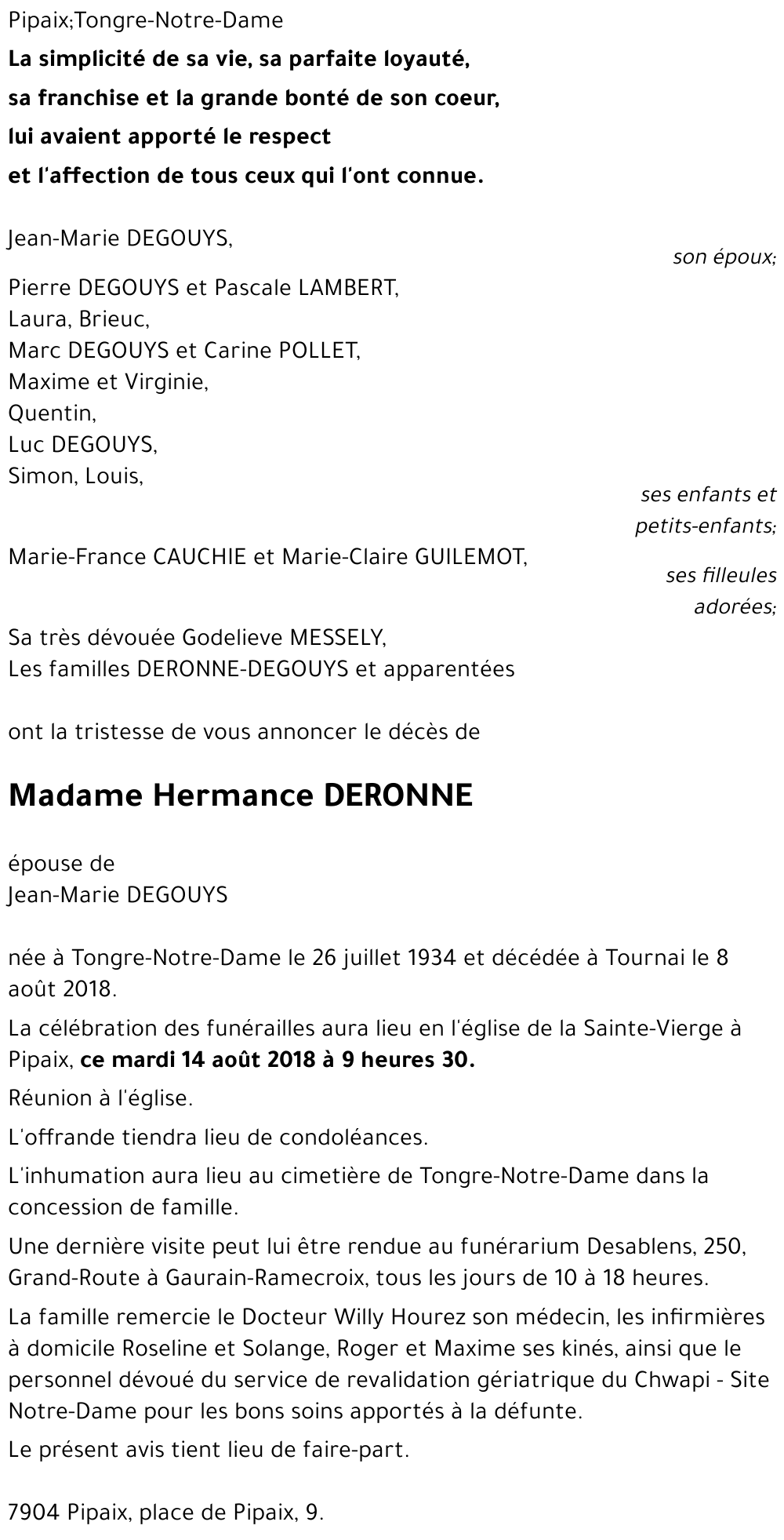 Hermance DERONNE