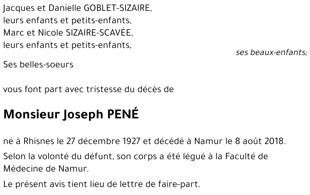 Joseph PENÉ