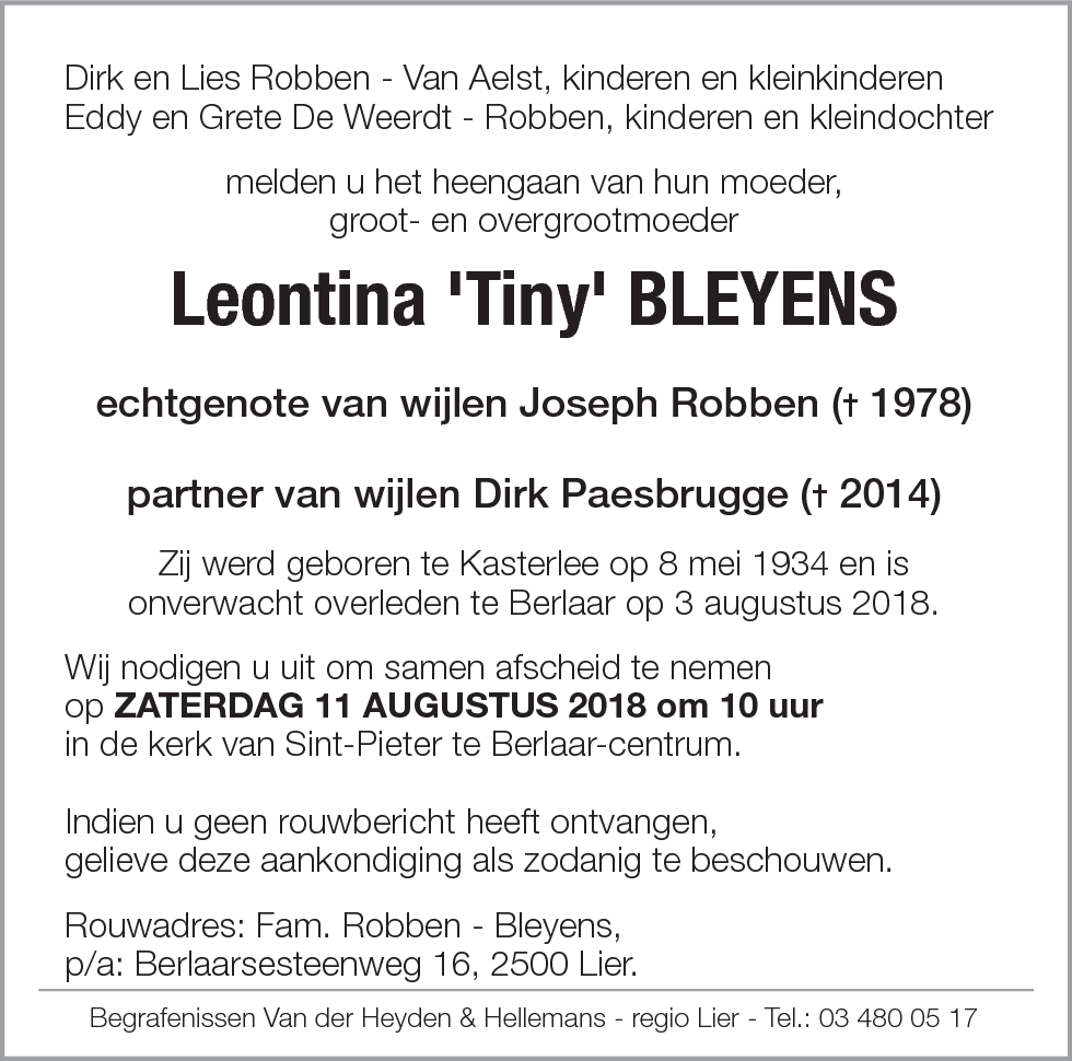 Leontina 'Tiny' Bleyens