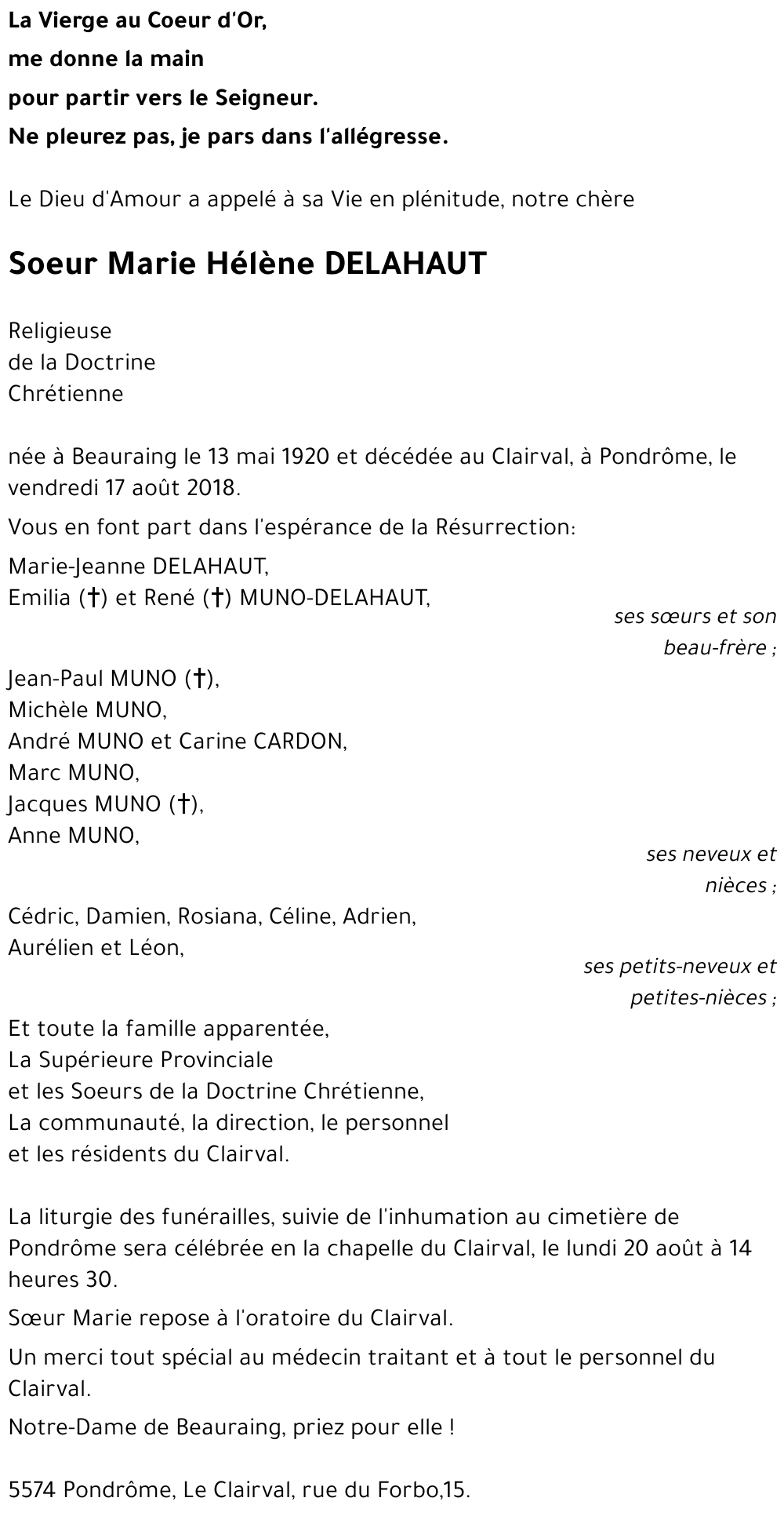 Marie Hélène DELAHAUT