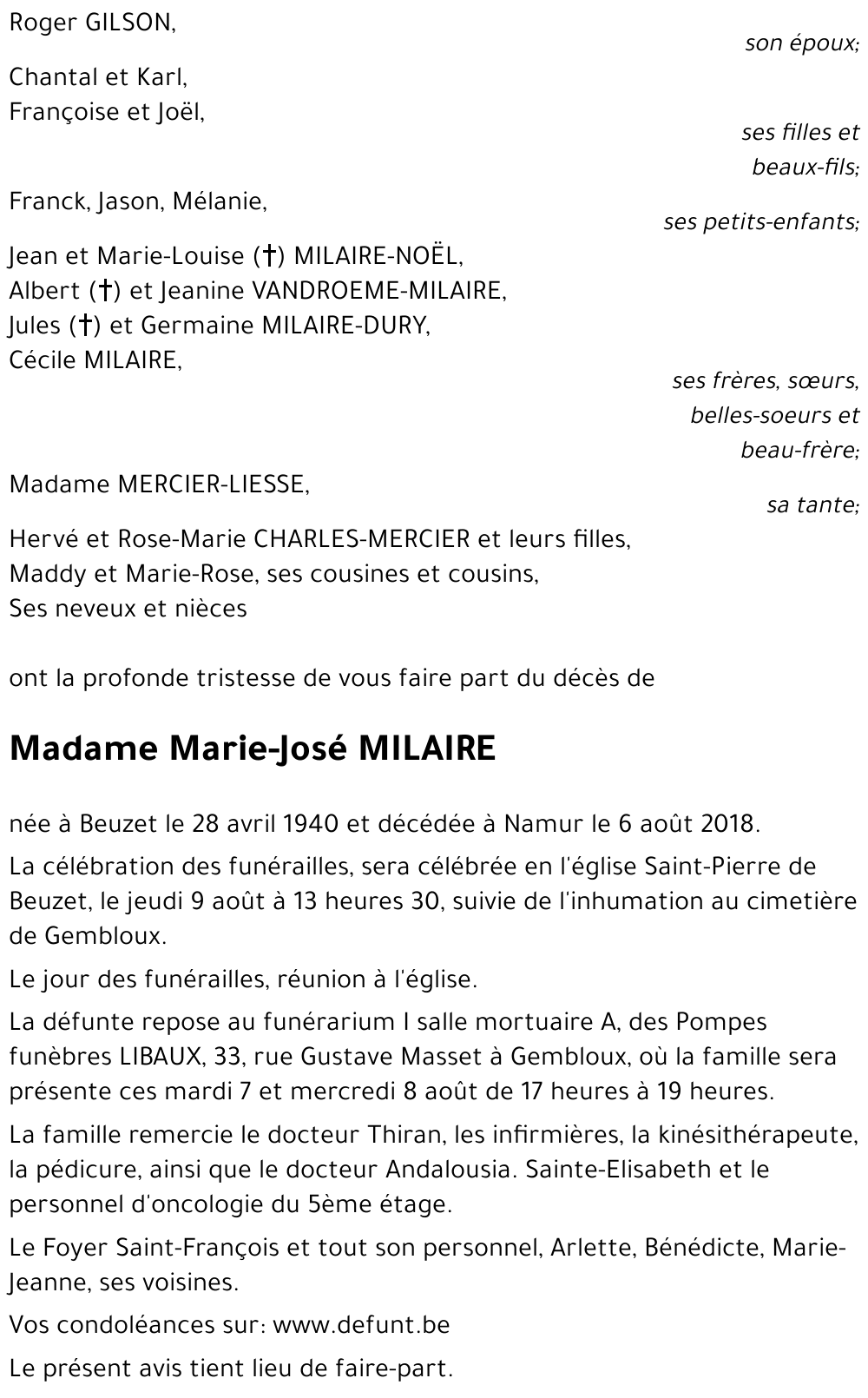 Marie-José MILAIRE