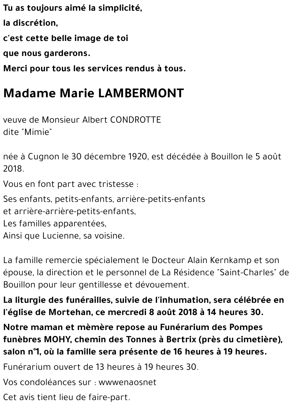 Marie LAMBERMONT