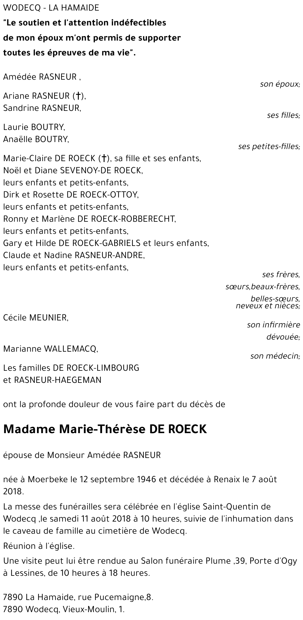 Marie - Thérèse DE ROECK