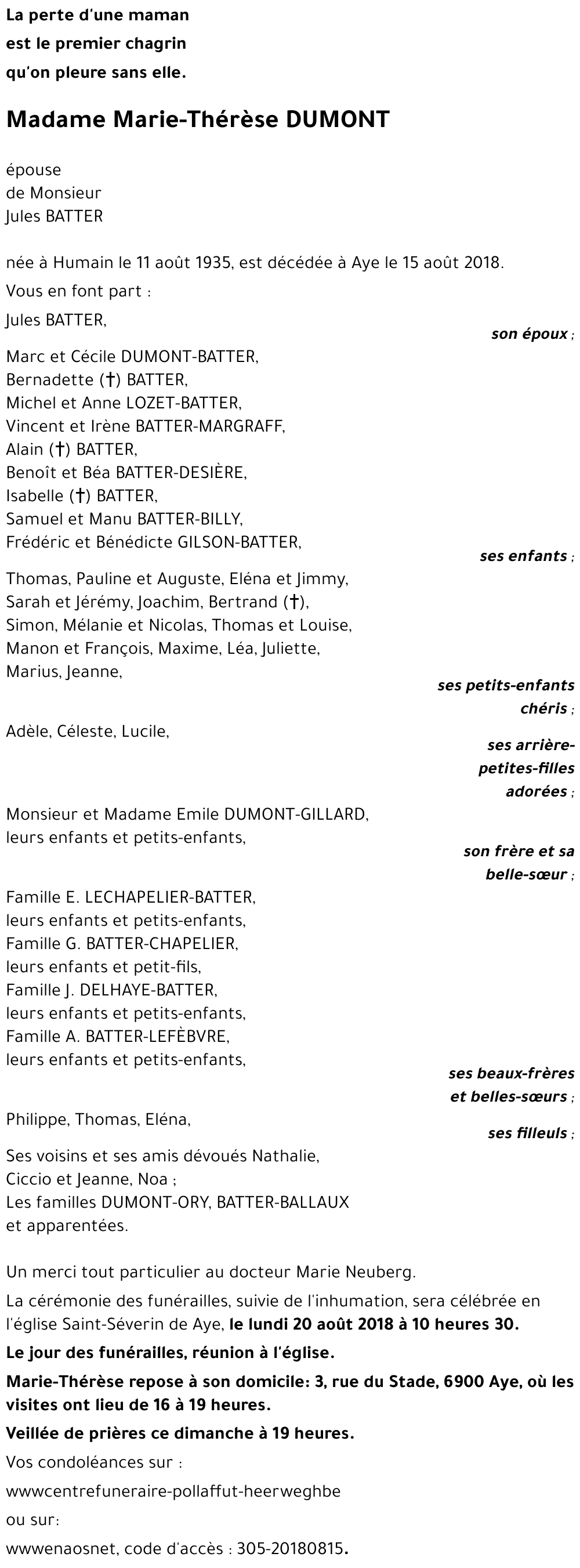 Marie-Thérèse DUMONT