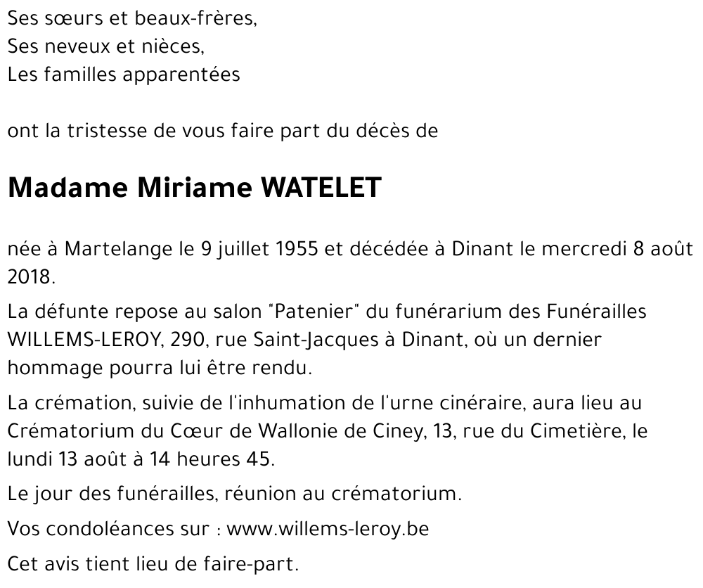 Miriame WATELET