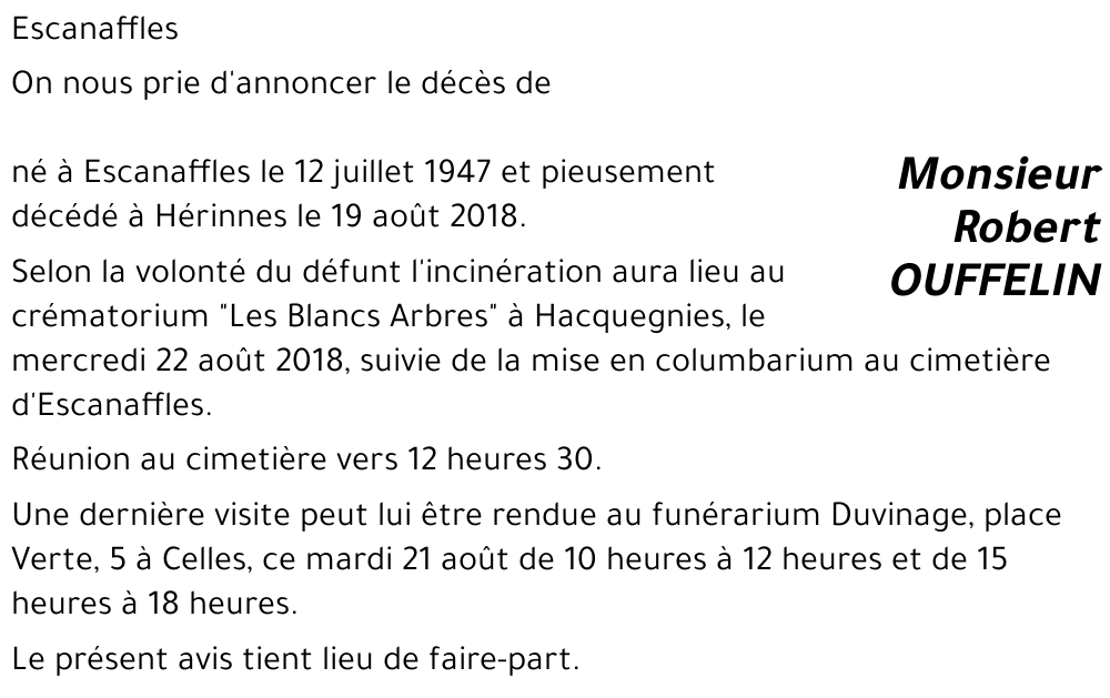 Robert OUFFELIN