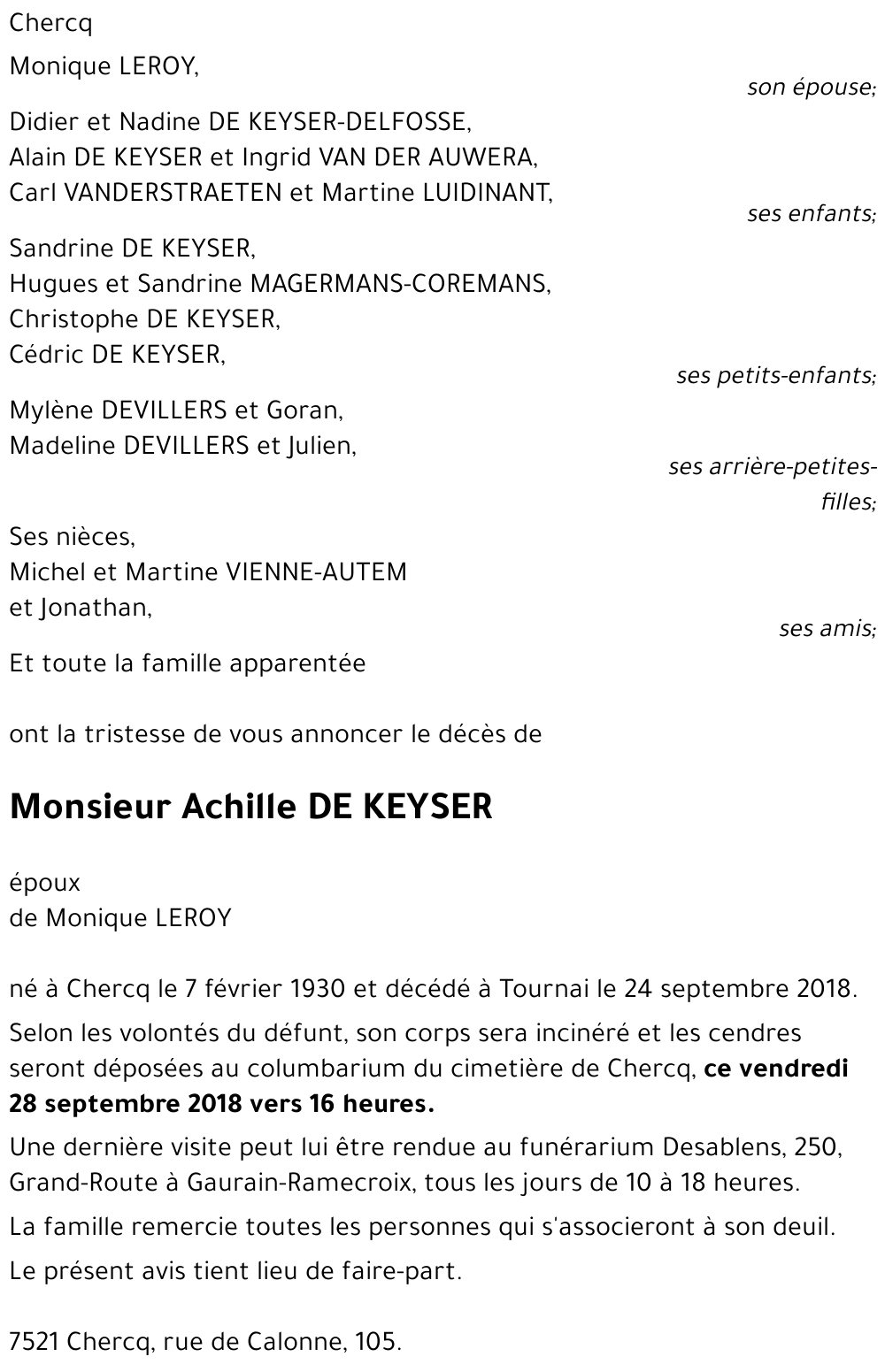 Achille DE KEYSER