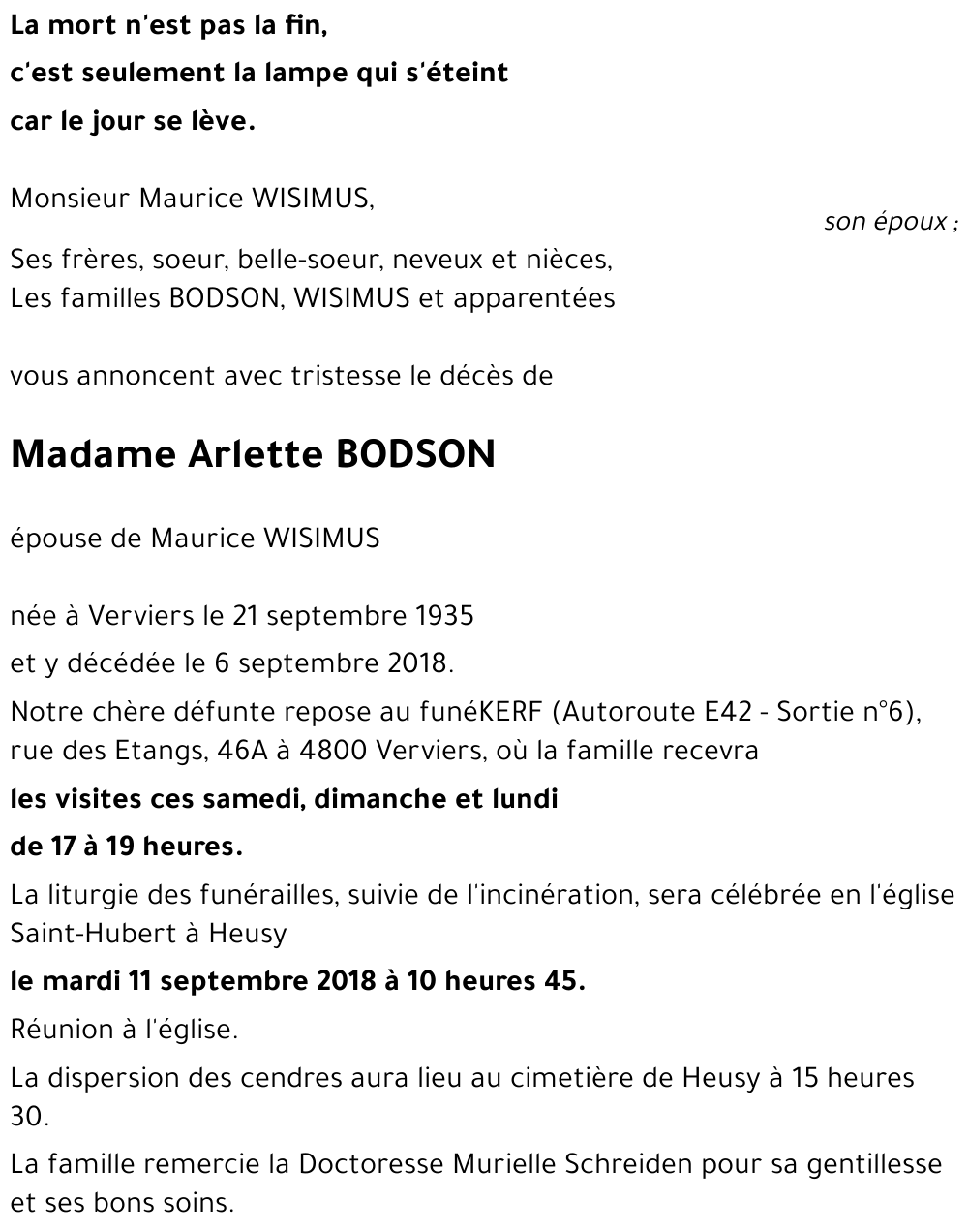Arlette BODSON