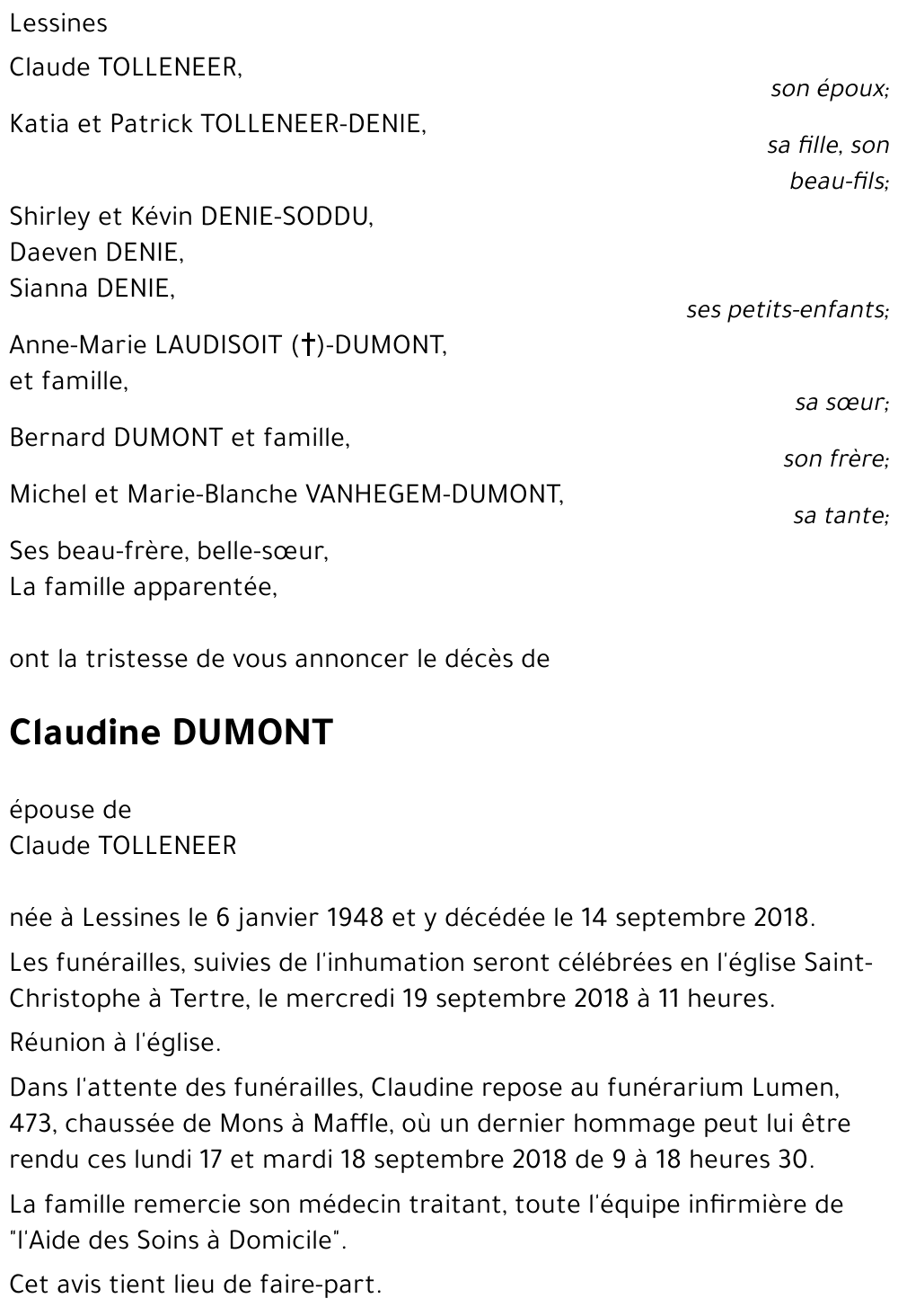 Claudine DUMONT