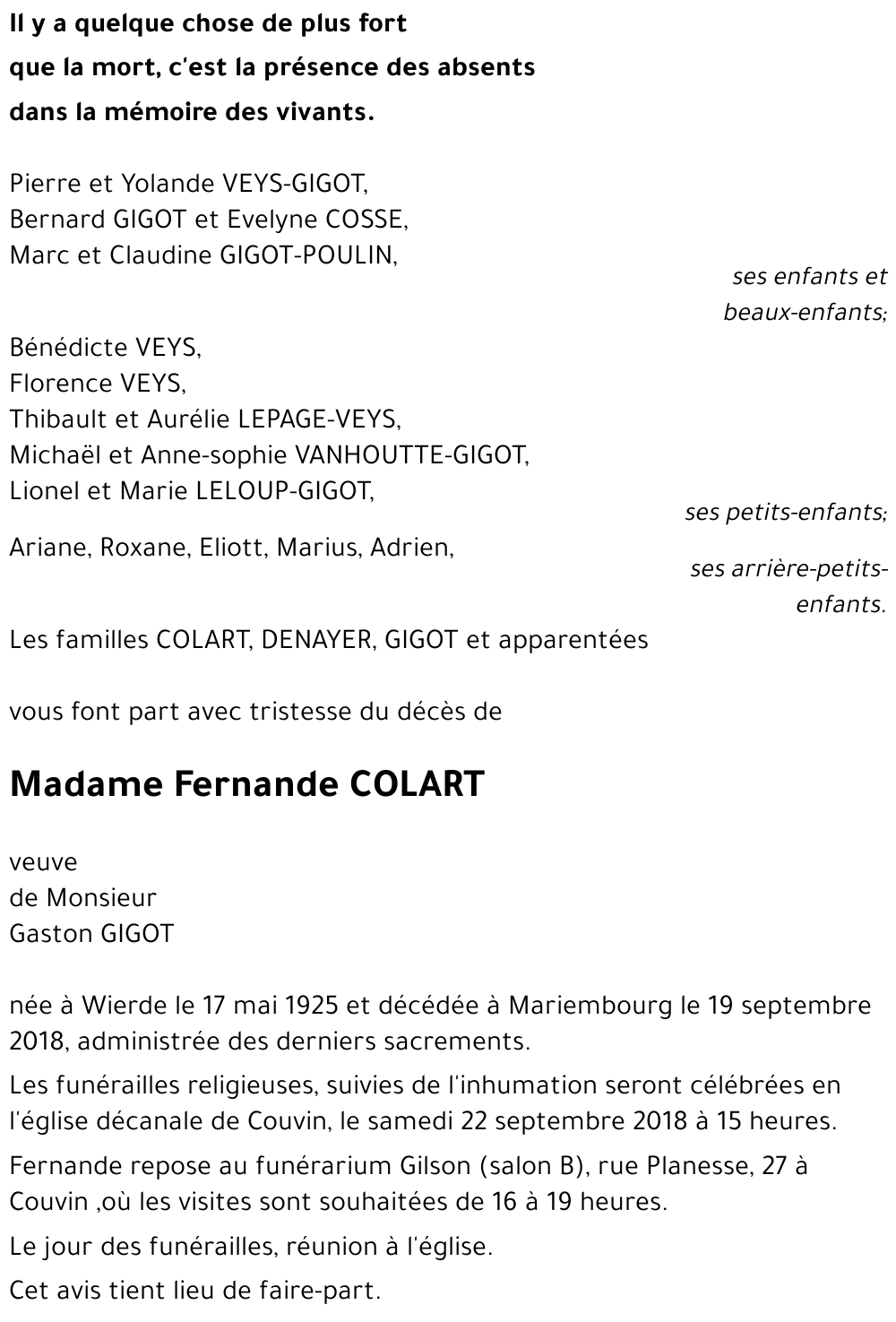 Fernande COLART