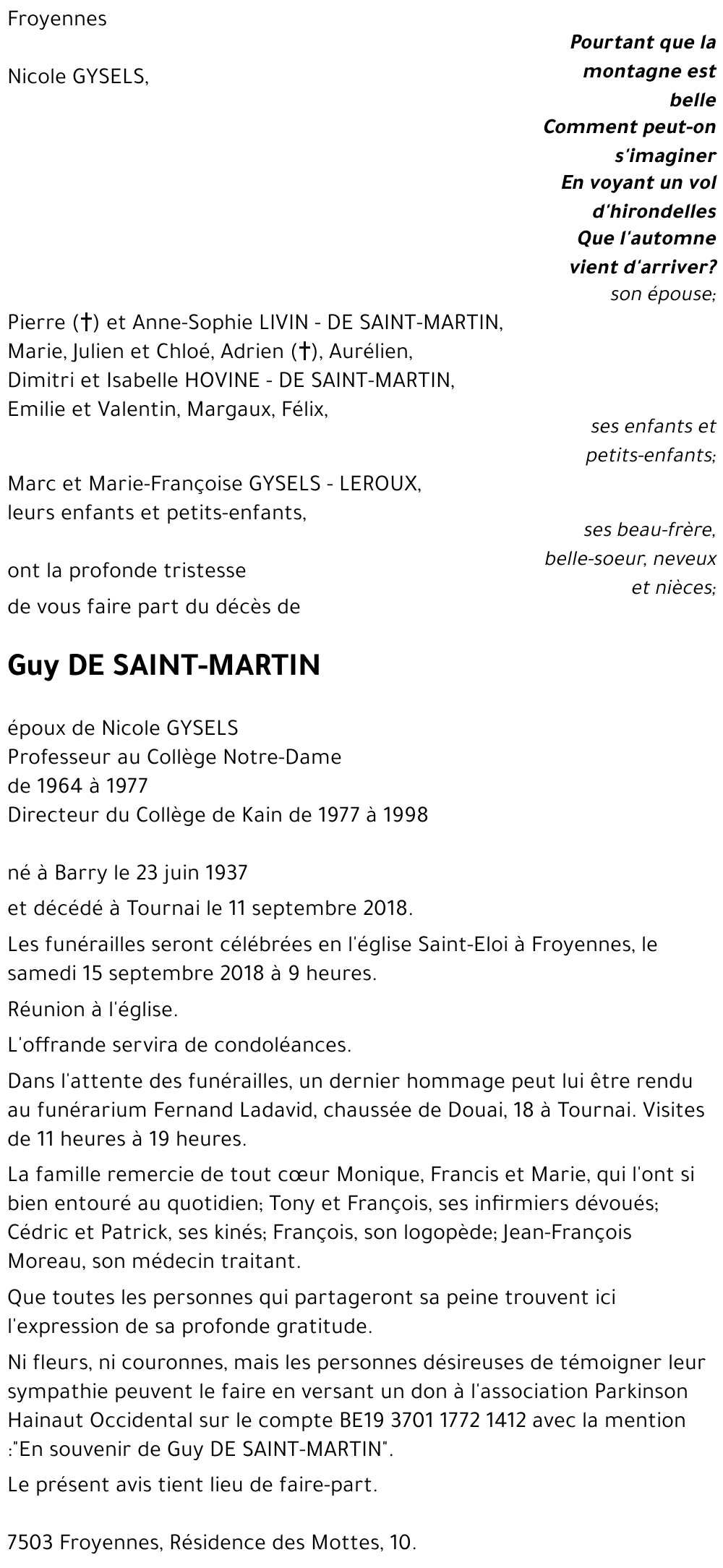 Guy DE SAINT-MARTIN