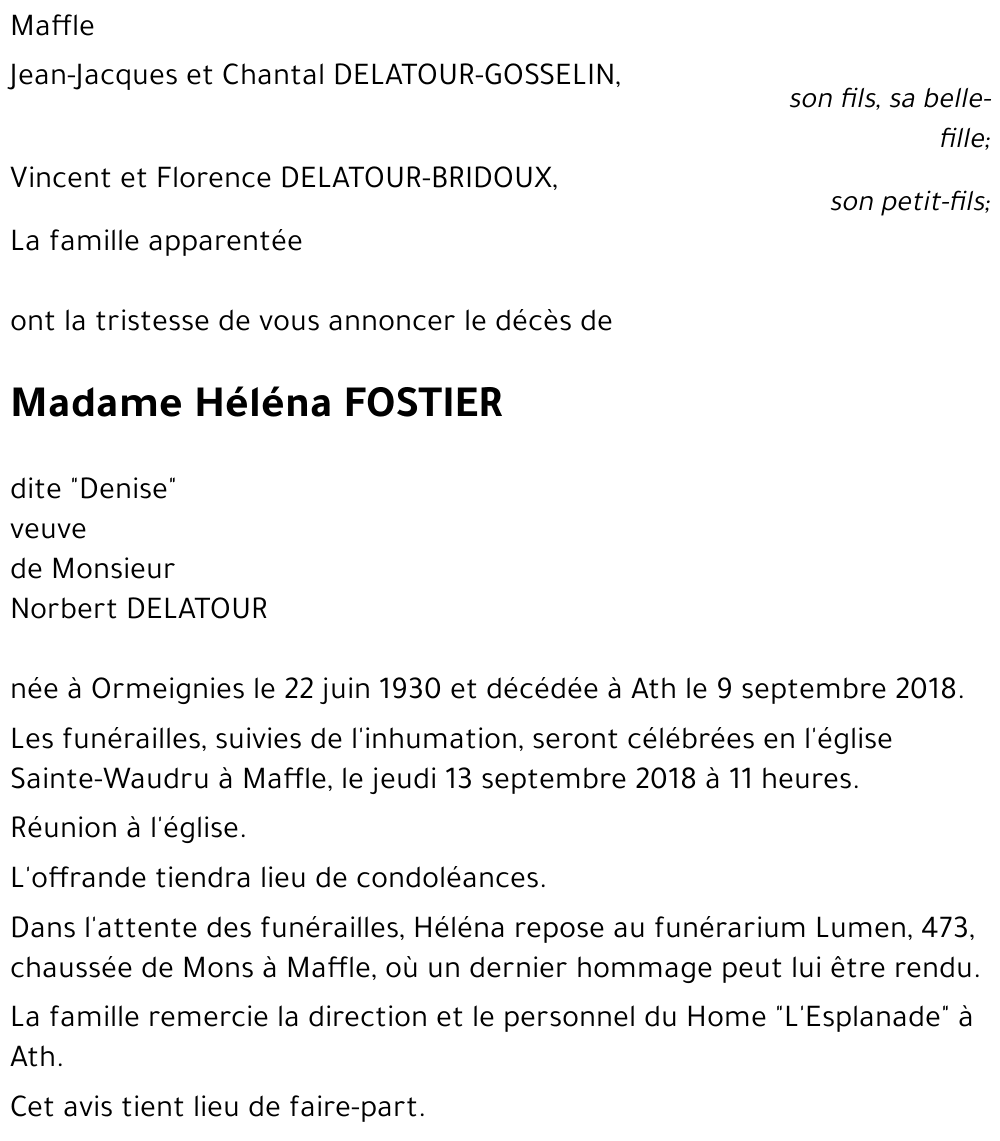 Helena FOSTIER dite 