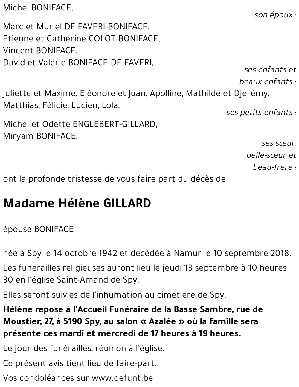 Hélène GILLARD épouse BONIFACE