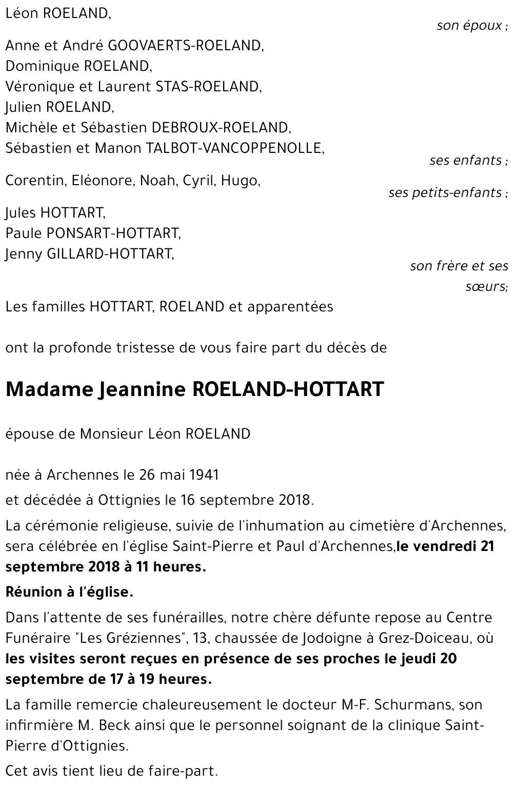 Jeannine ROELAND - HOTTART