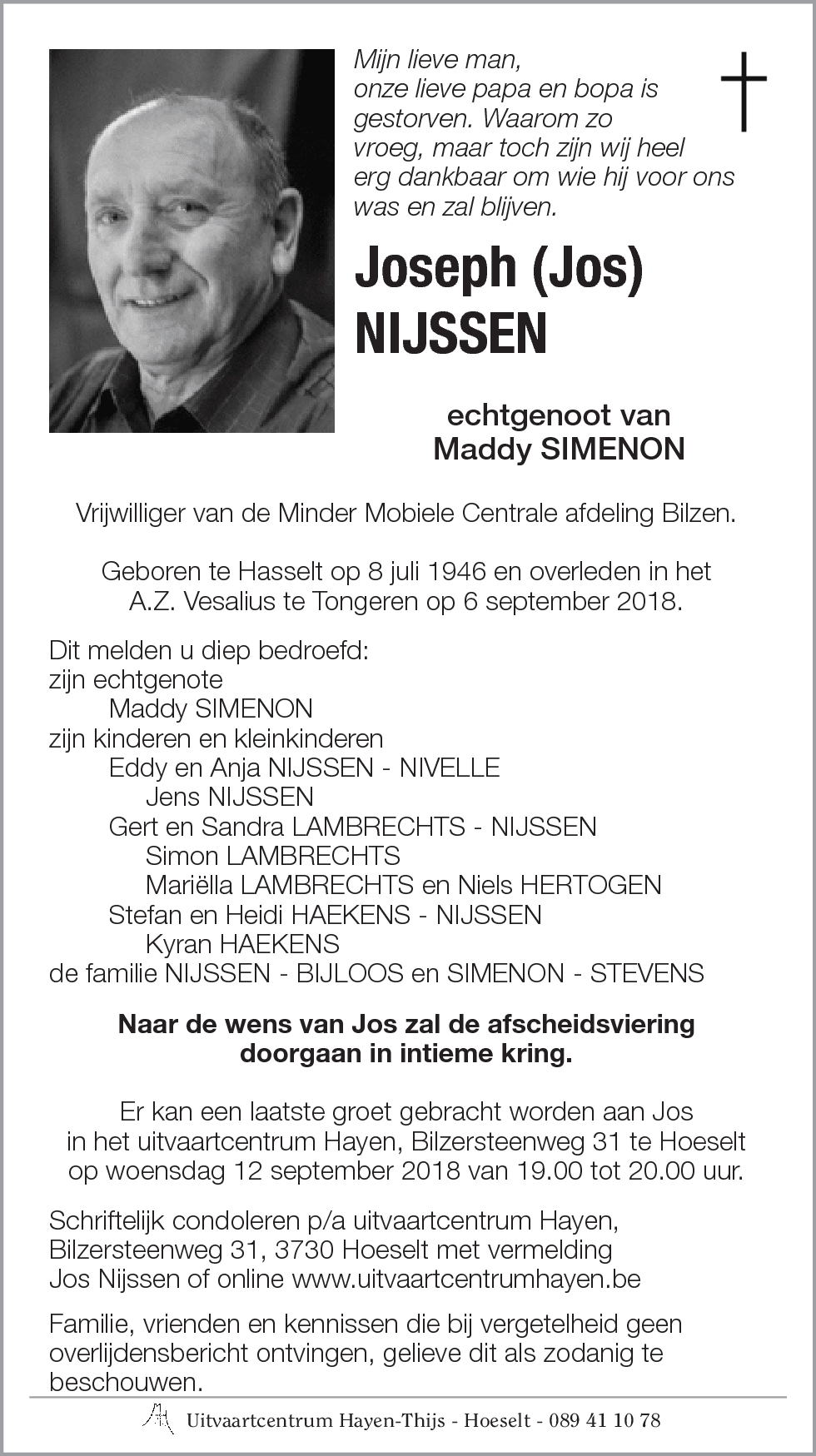 Joseph (Jos) NIJSSEN