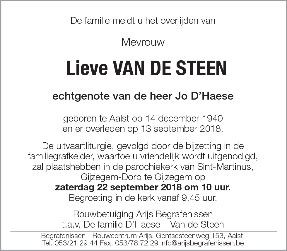 Lieve van de Steen