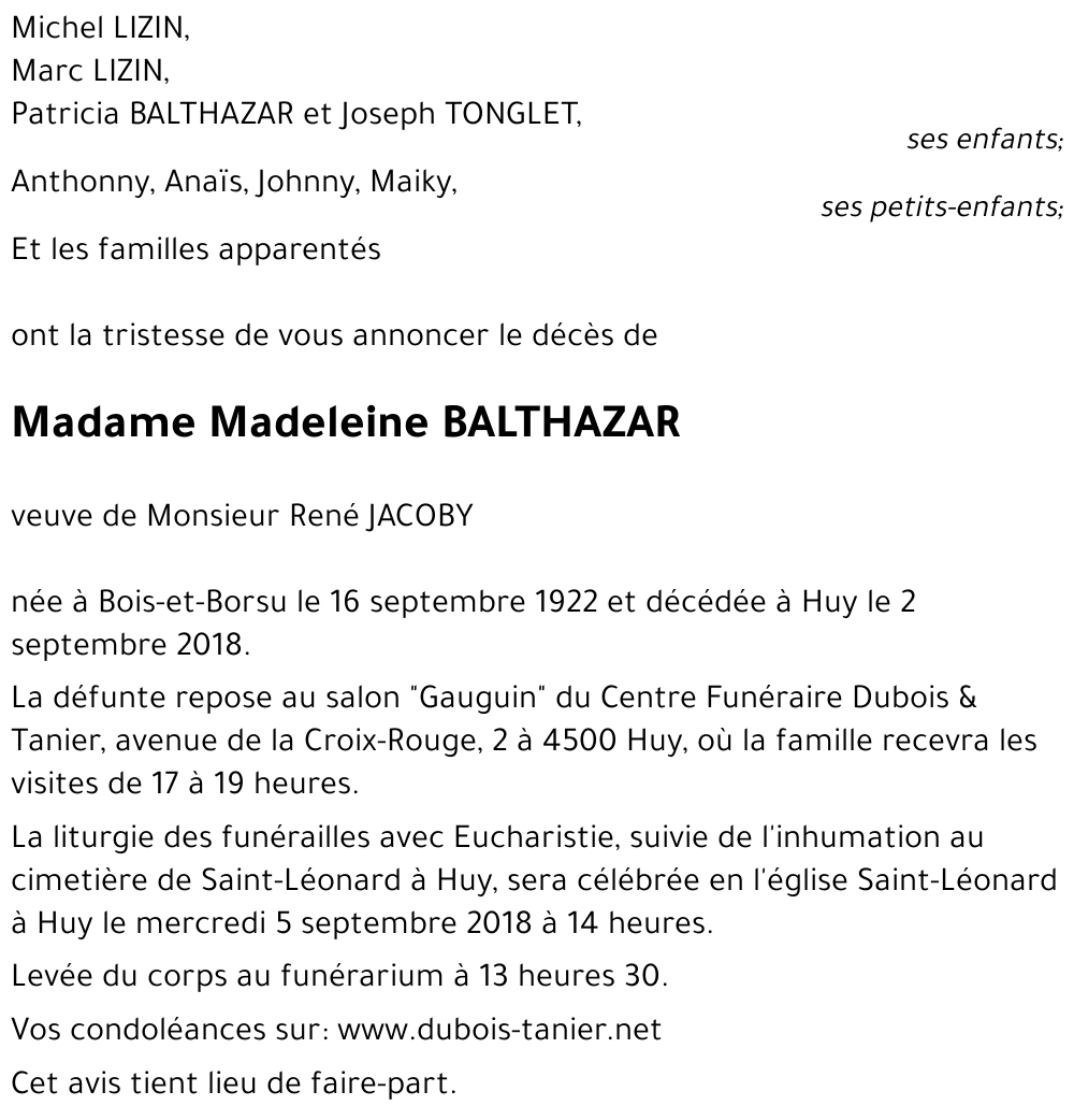 Madeleine BALTHAZAR