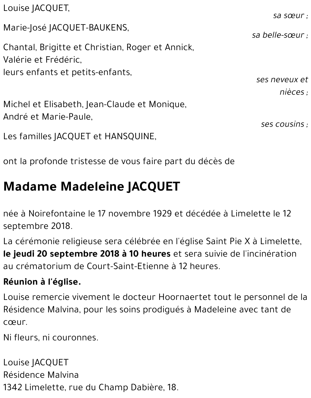 Madeleine JACQUET