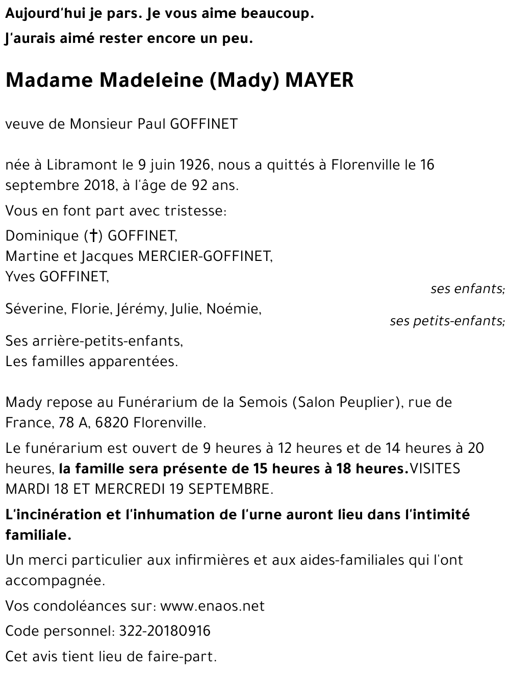 Madeleine (Mady) MAYER