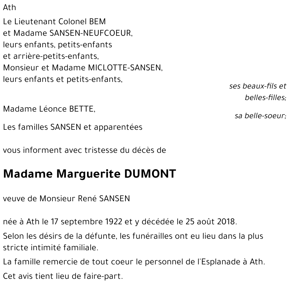 Marguerite DUMONT