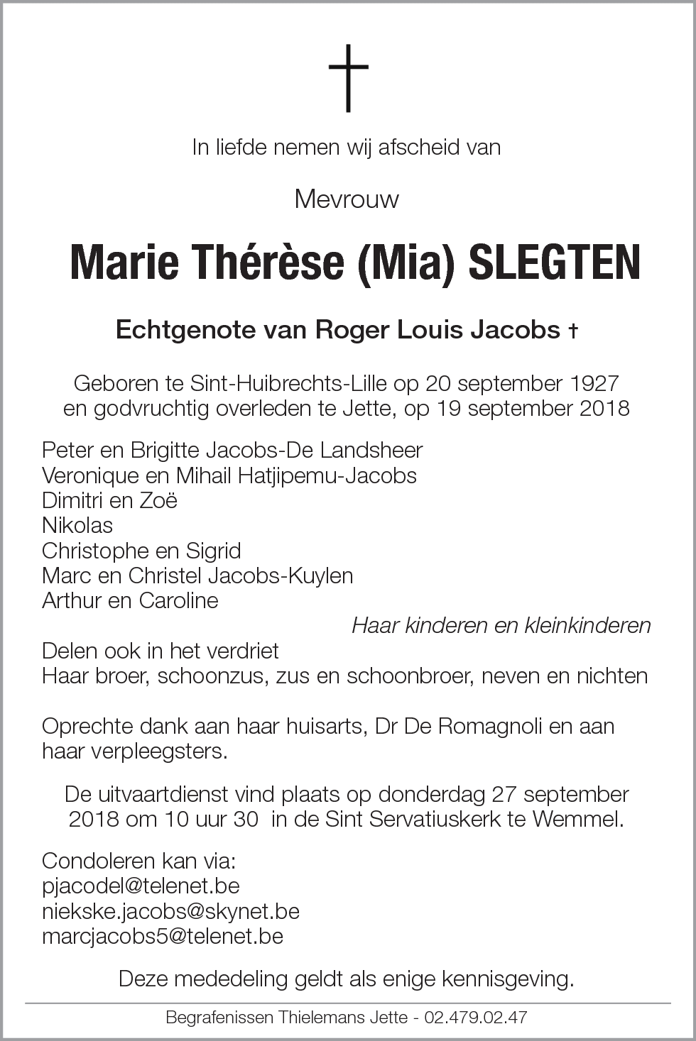 Marie Thérèse Slegten