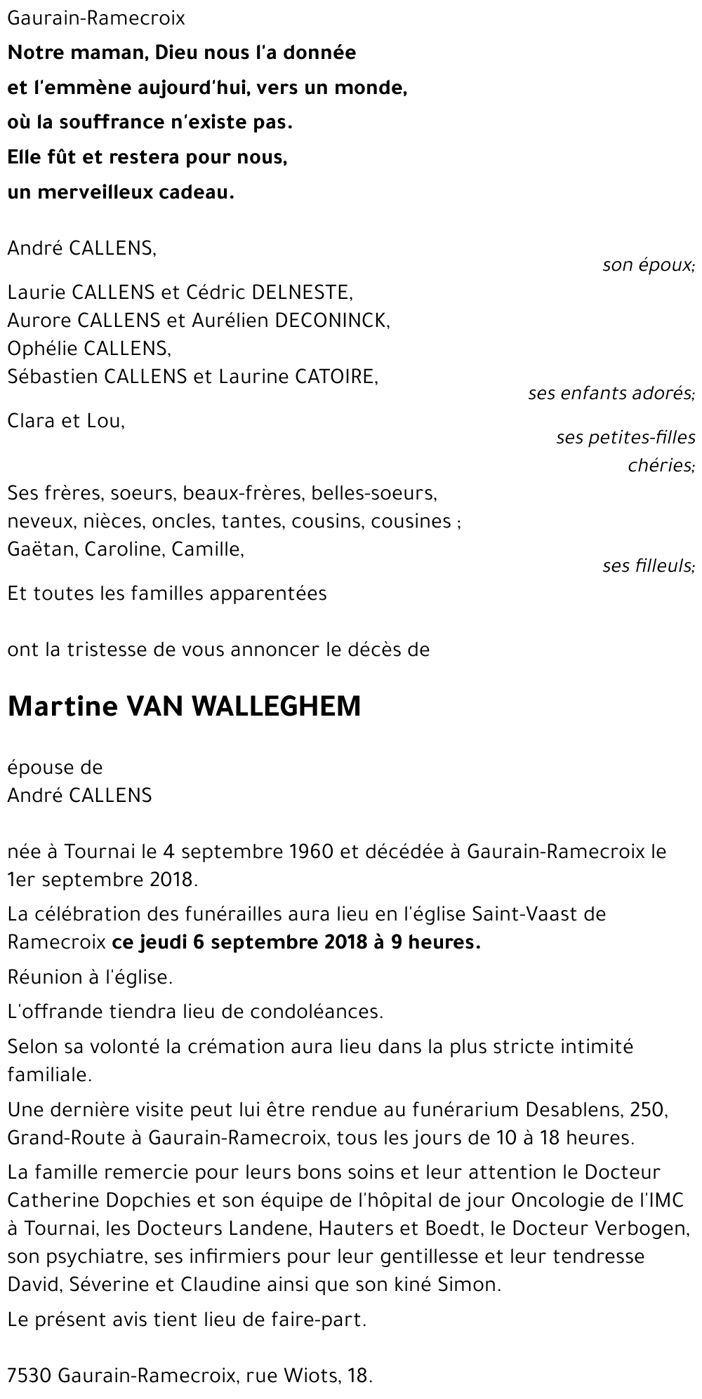 Martine VAN WALLEGHEM