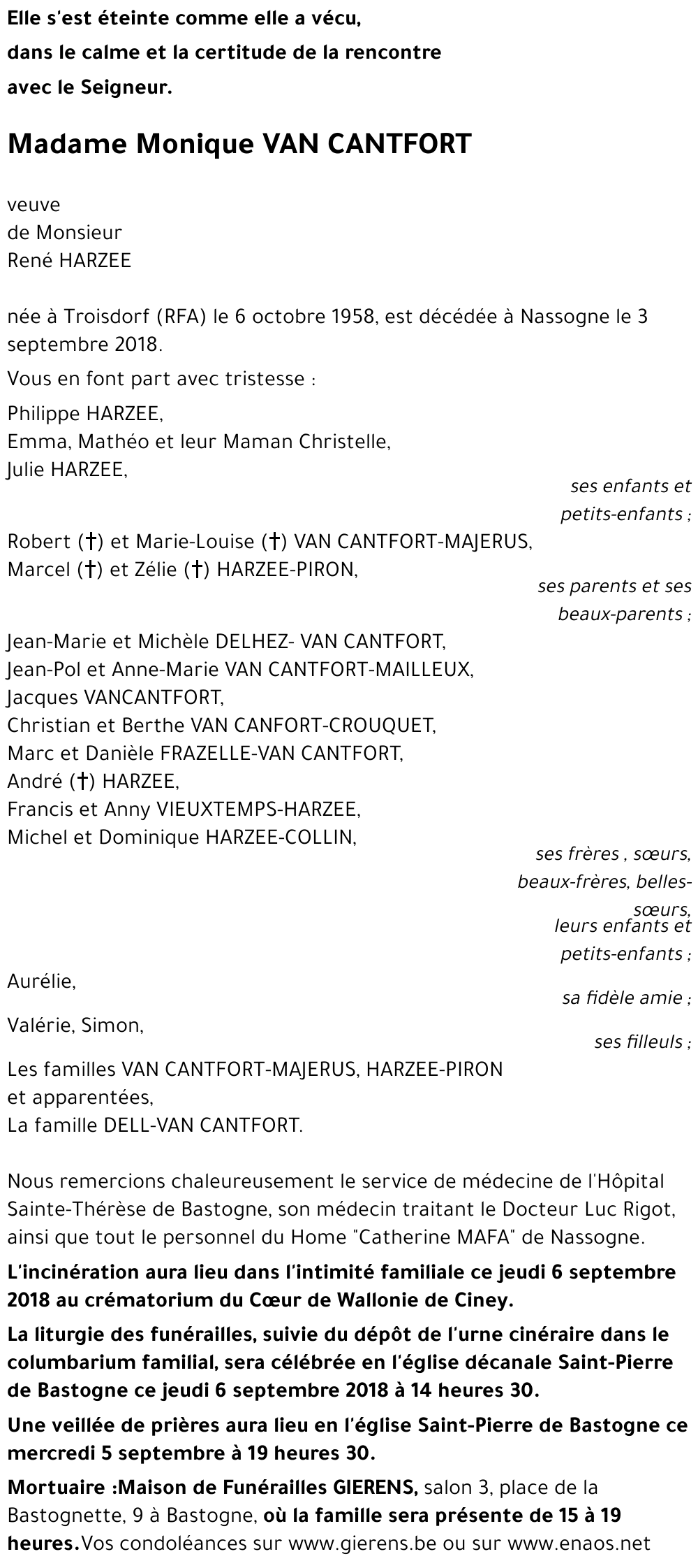 Monique VAN CANTFORT