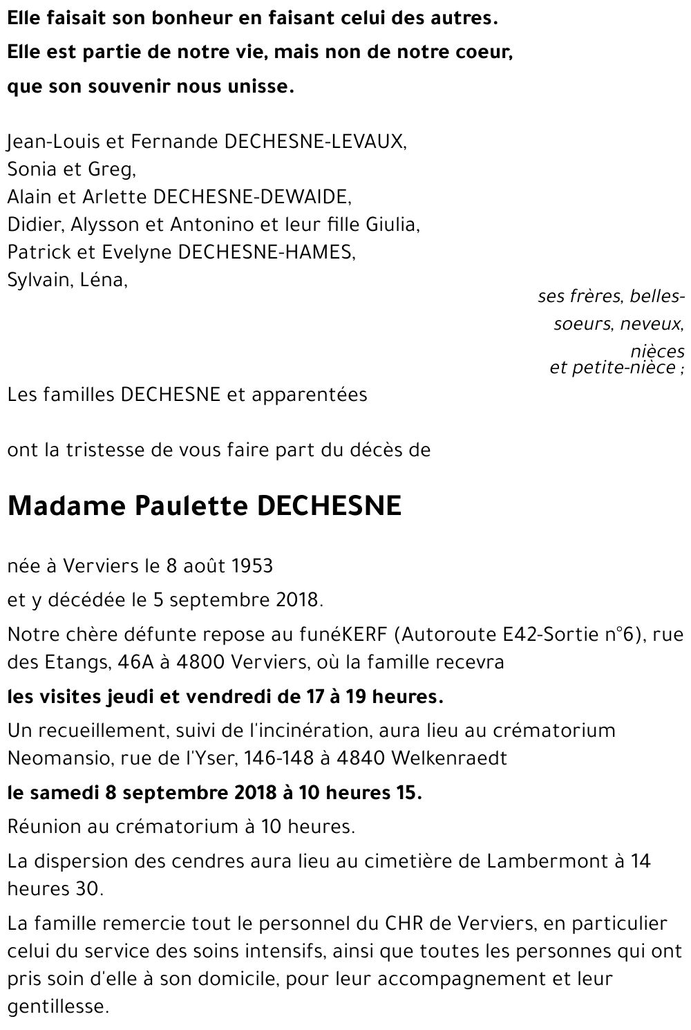 Paulette DECHESNE