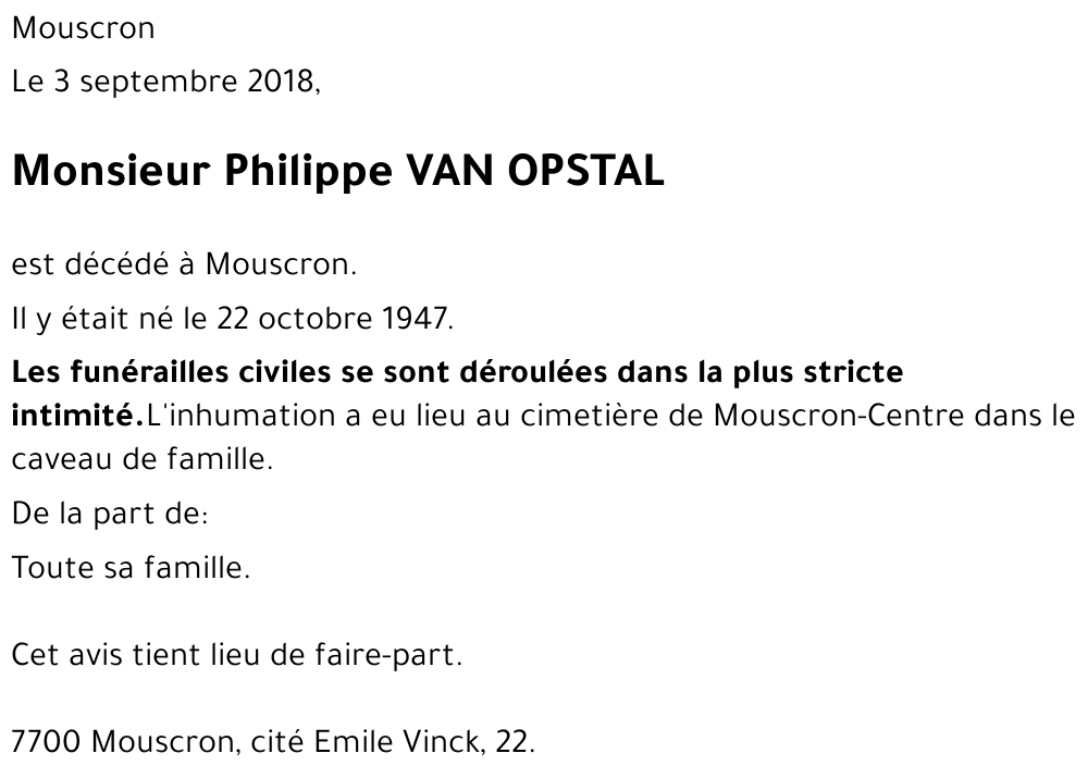 Philippe VAN OPSTAL