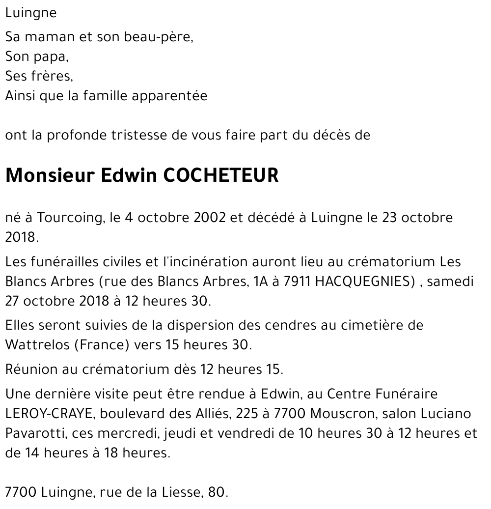 Edwin COCHETEUR
