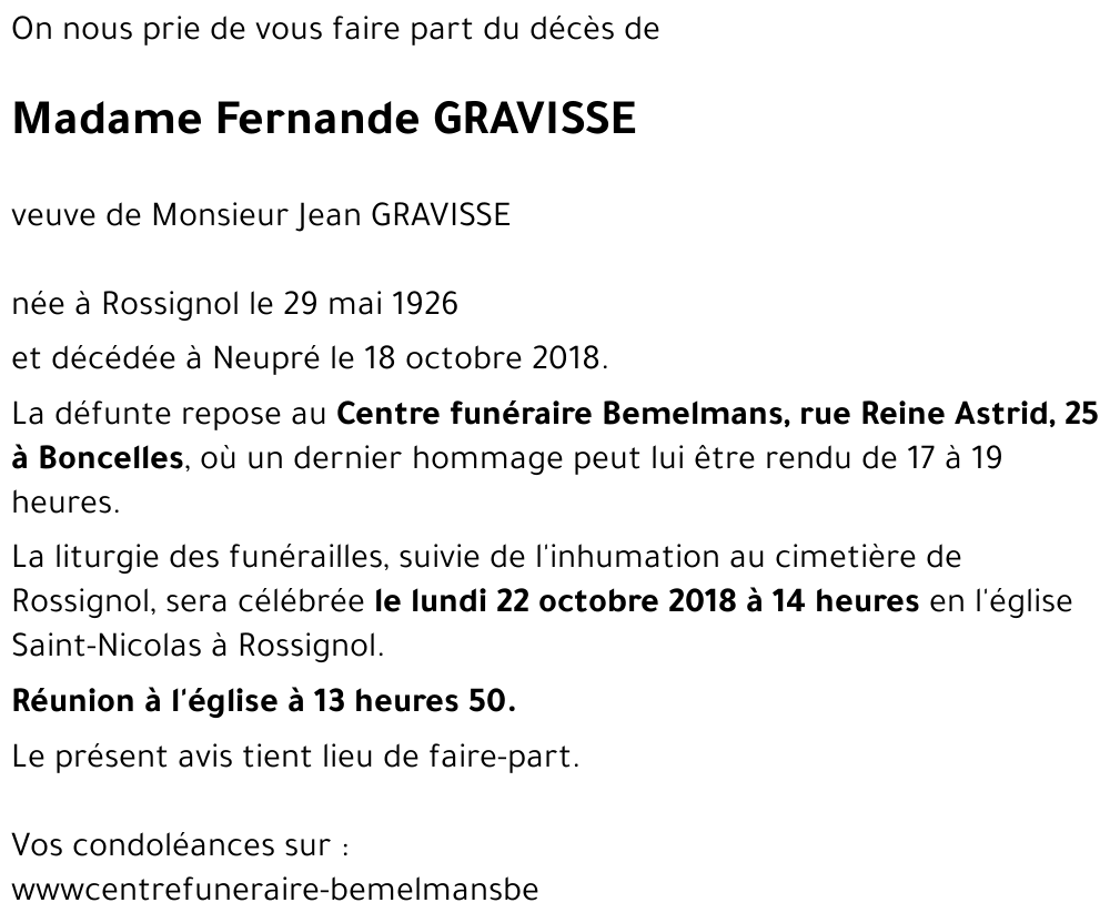 Fernande GRAVISSE