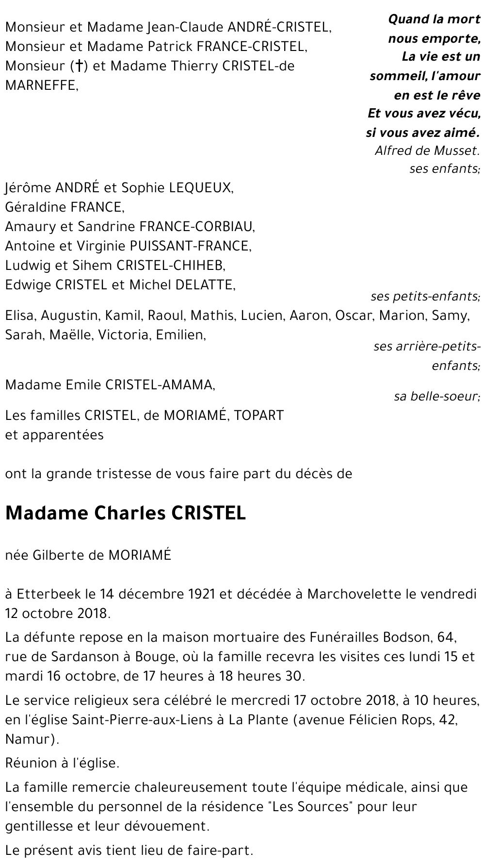 Gilberte de MORIAMÉ