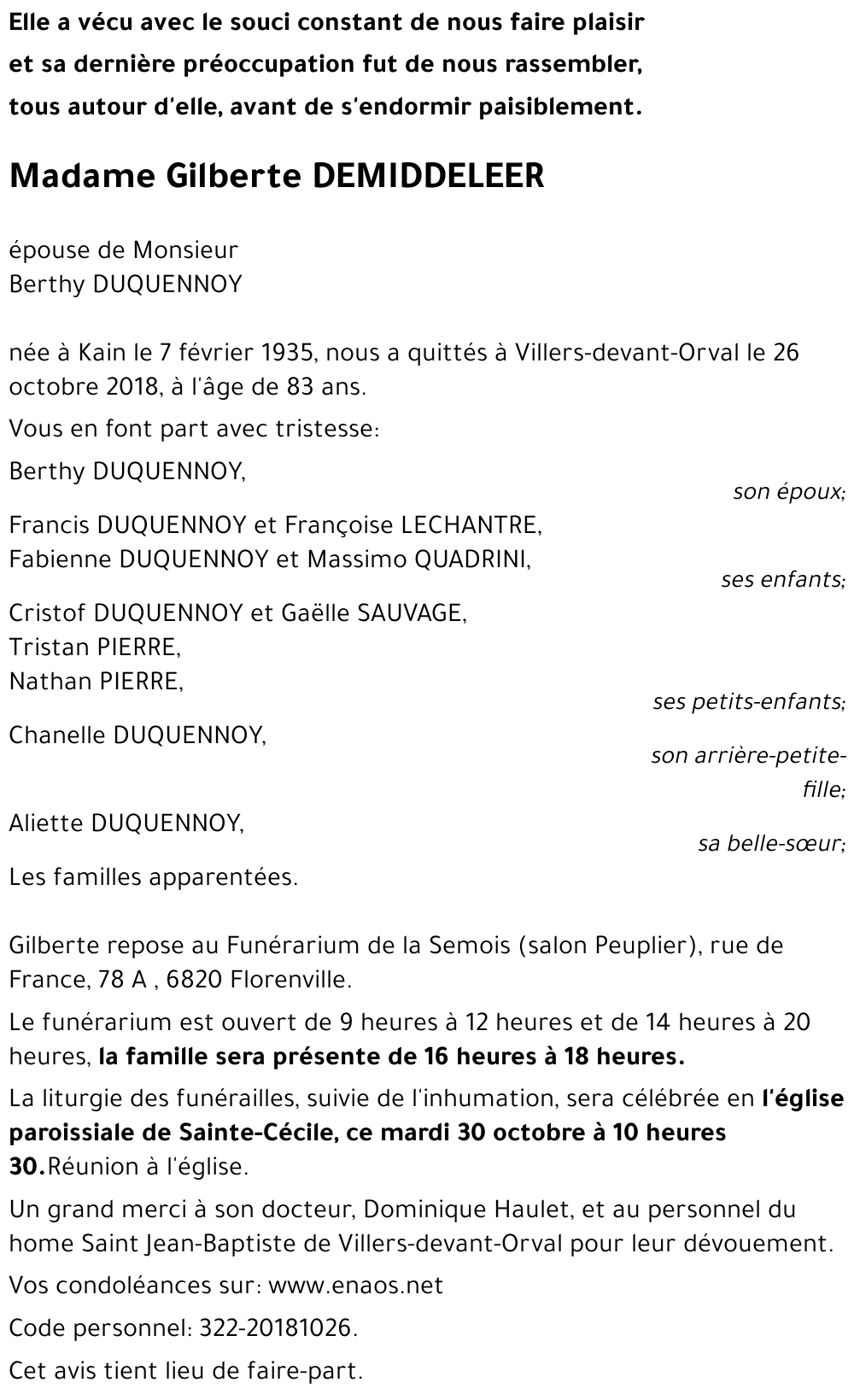 Gilberte DEMIDDELEER