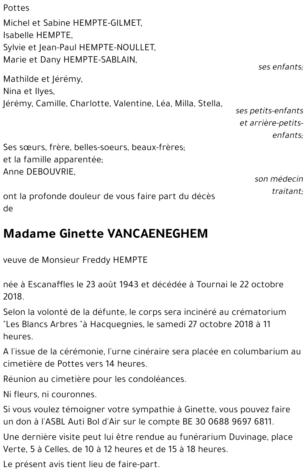 Ginette VANCAENEGHEM