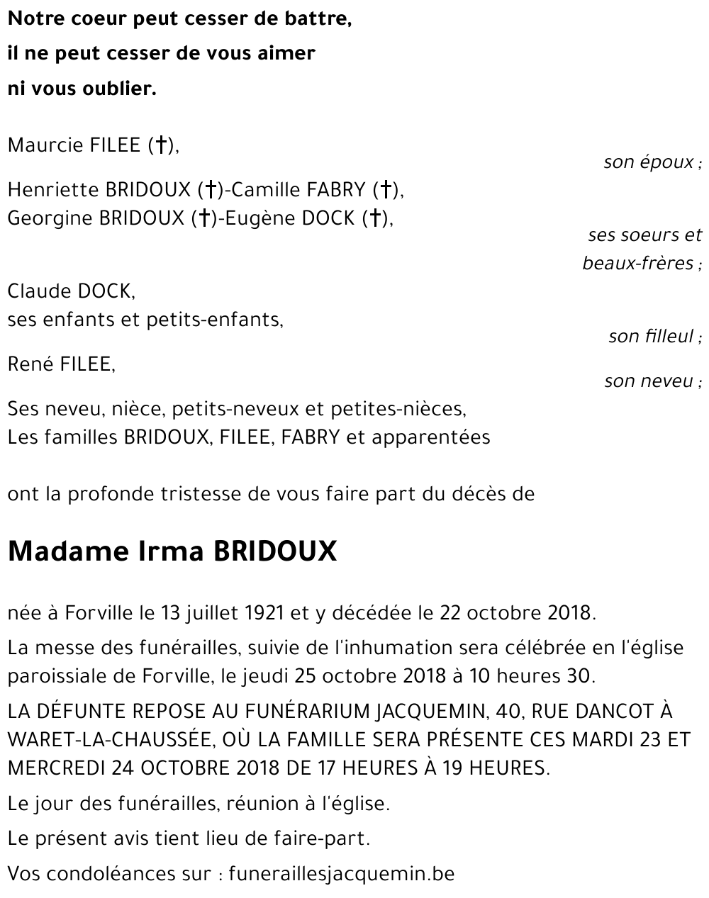 Irma BRIDOUX