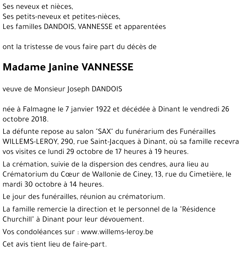 Janine VANNESSE