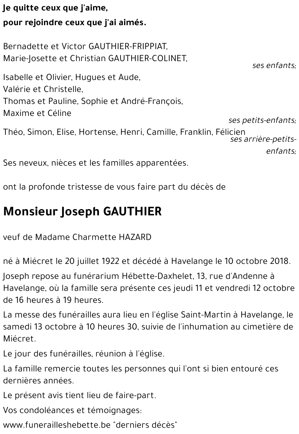 Joseph GAUTHIER