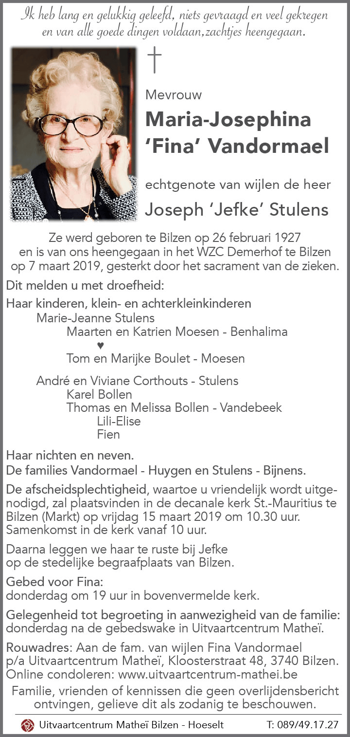 Josephine 'Fina' Vandormael