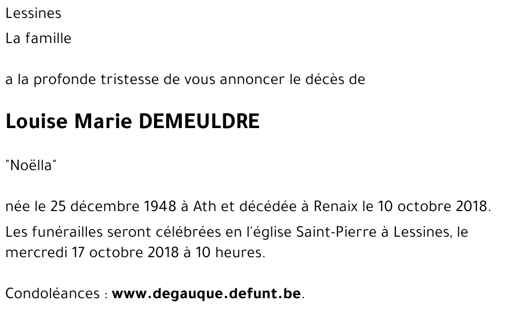 Louise Marie DEMEULDRE