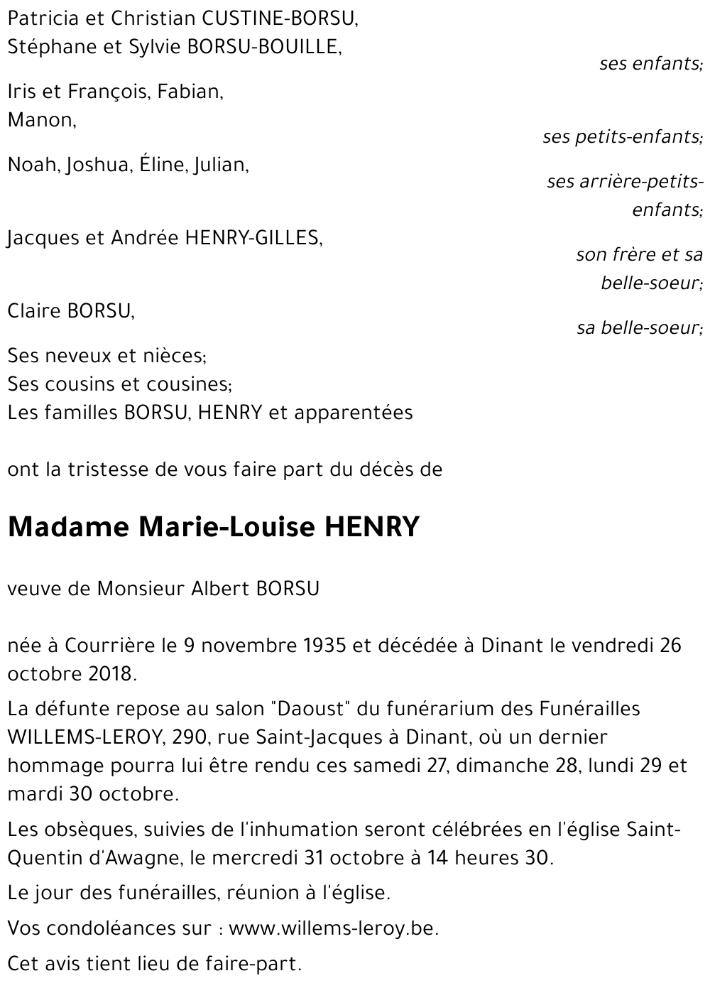 Marie-Louise HENRY