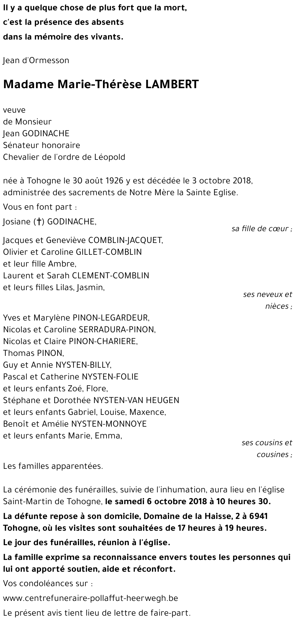 Marie-Thérèse LAMBERT