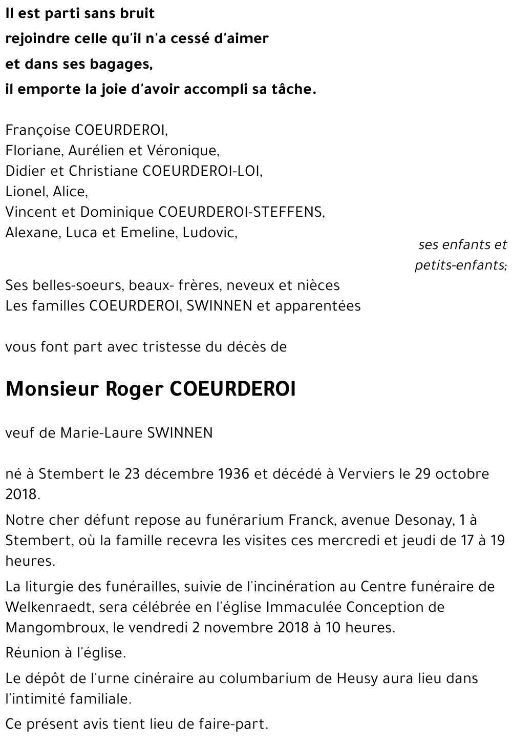 Roger COEURDEROI