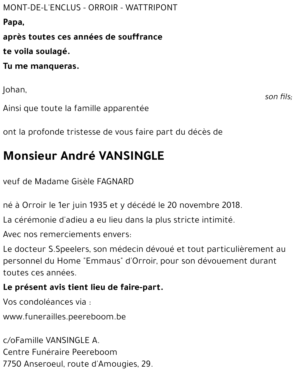 André VANSINGLE