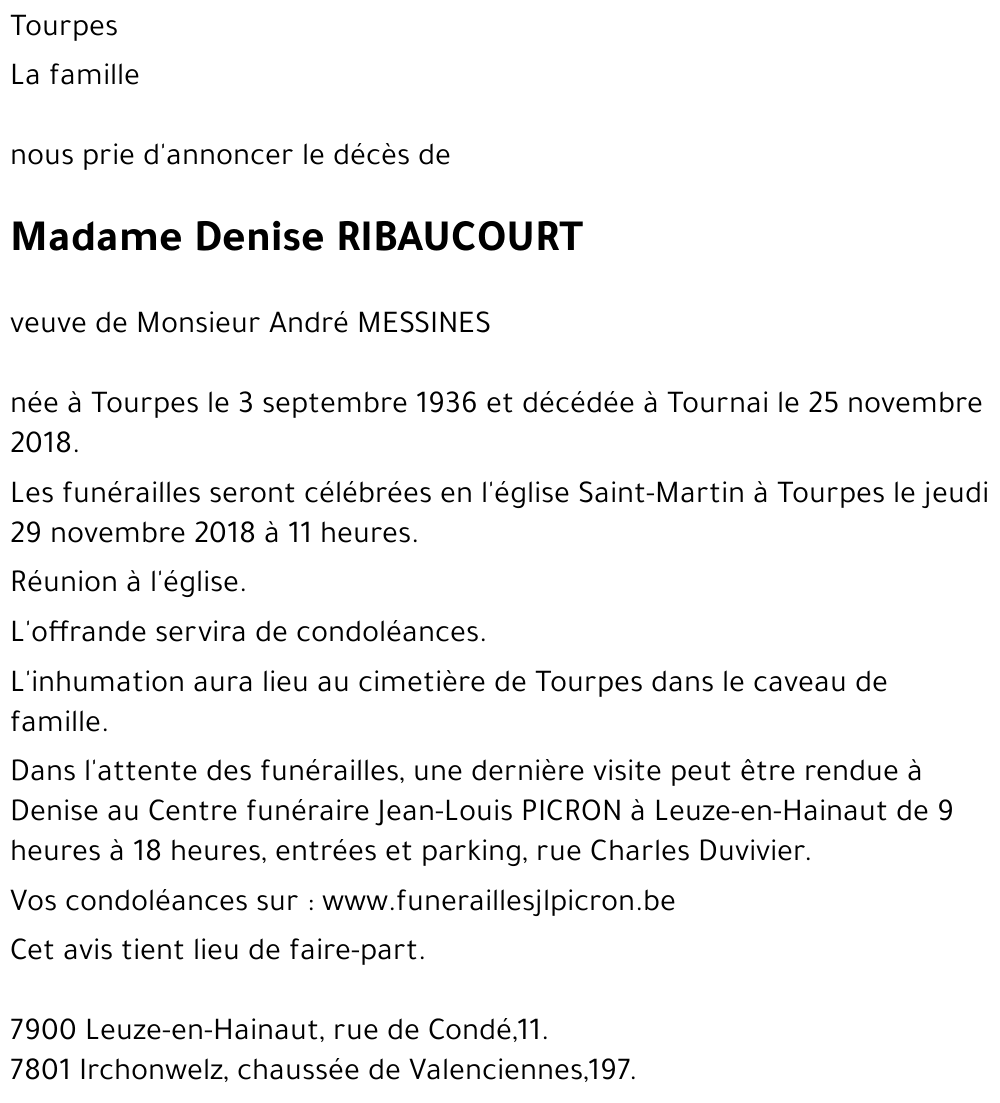 Denise RIBAUCOURT